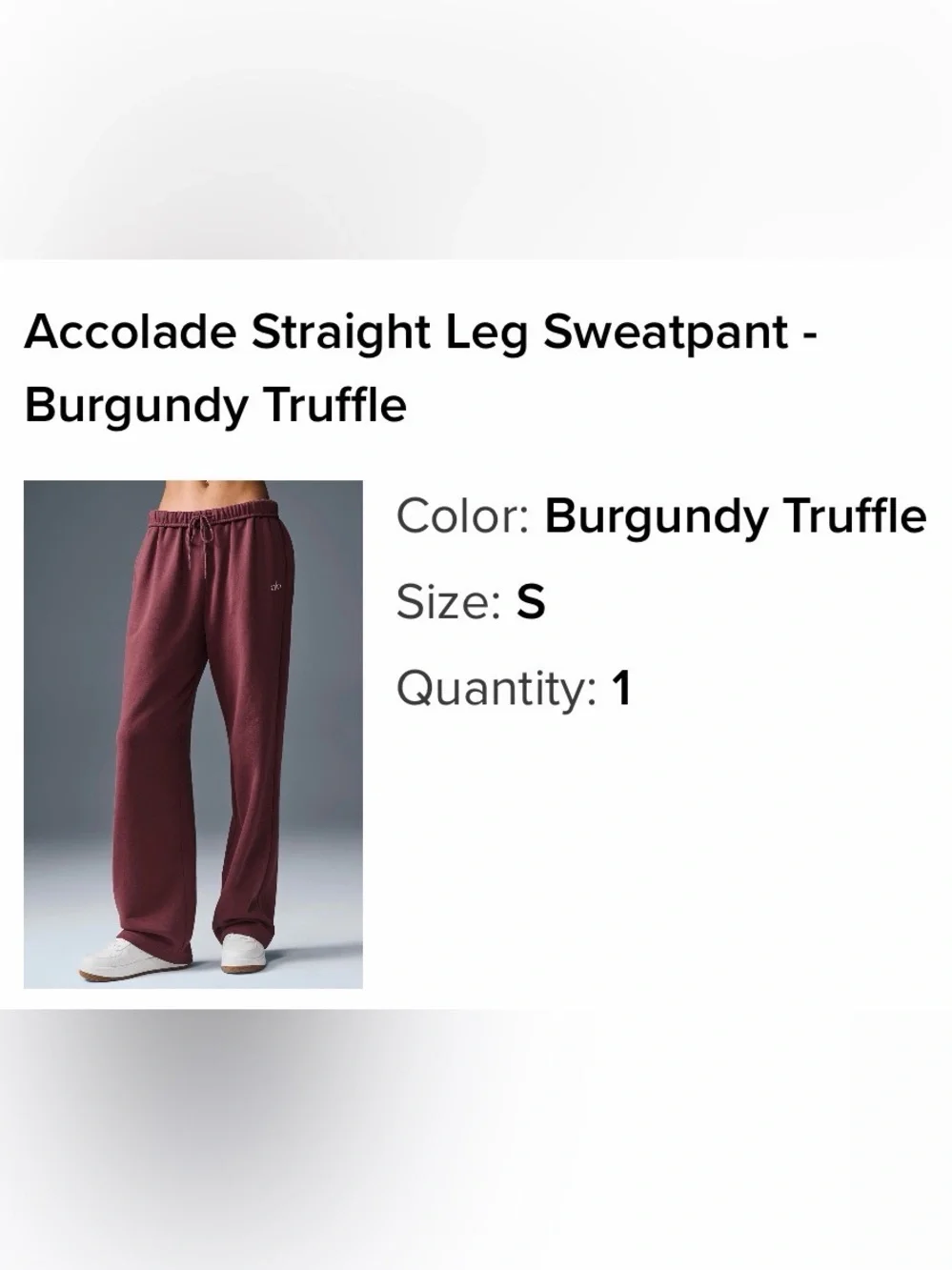 ALO Yoga Accolade Straight Leg Sweatpants in Burgundy Truffle size small